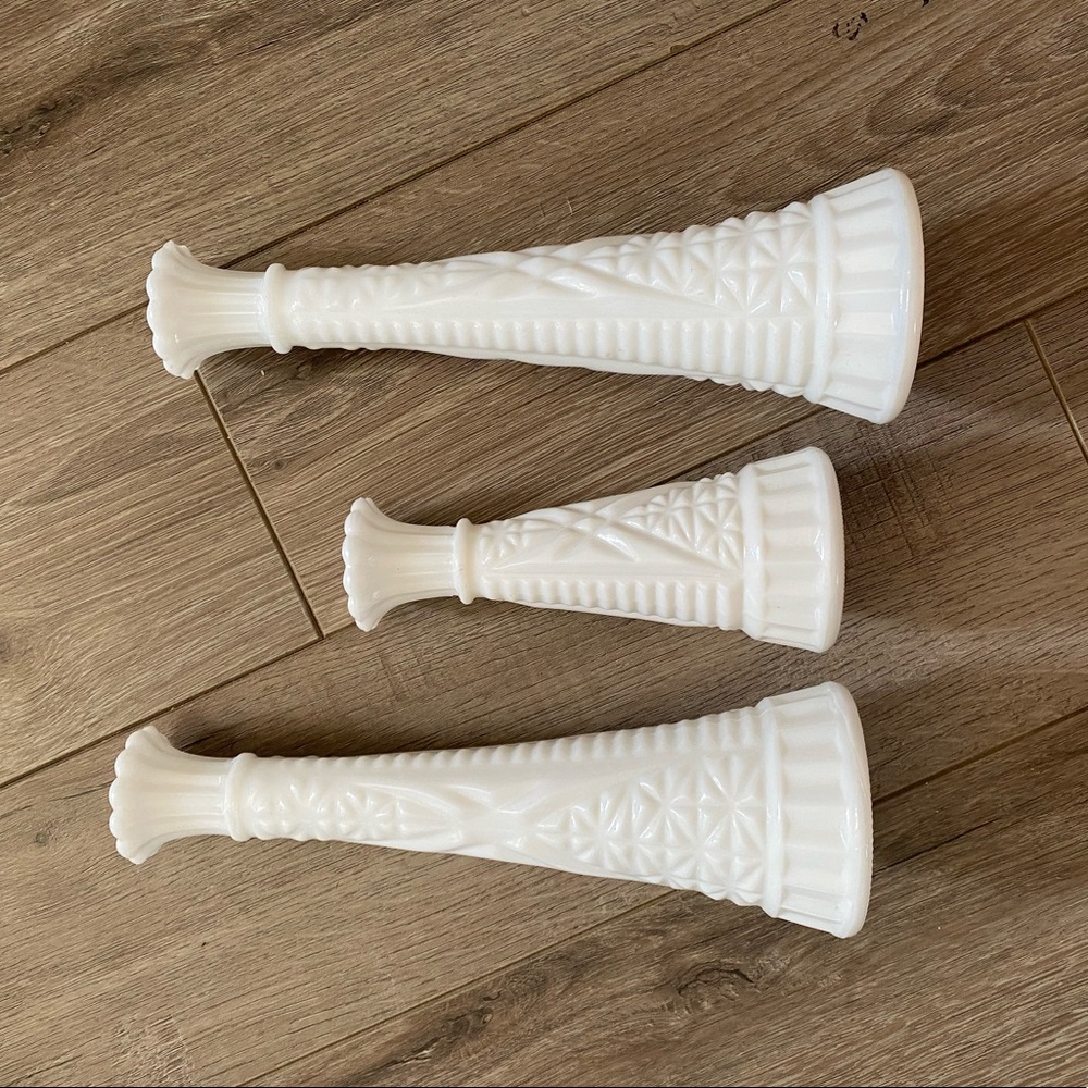3 piece milk glass set